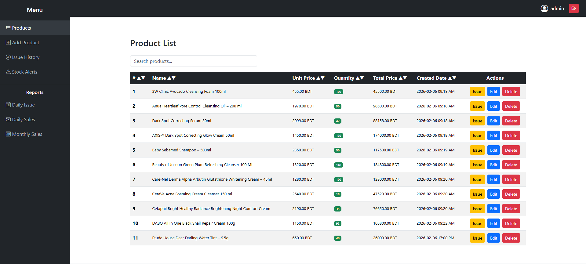 Inventory Dashboard