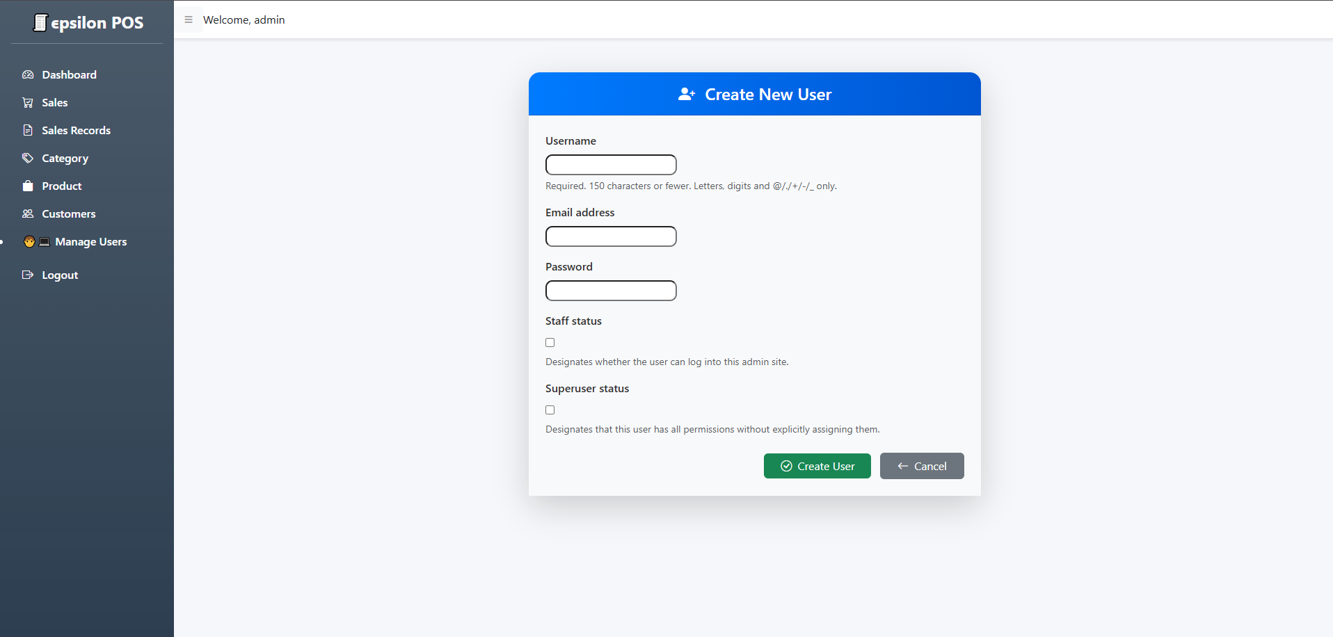 manage user pos